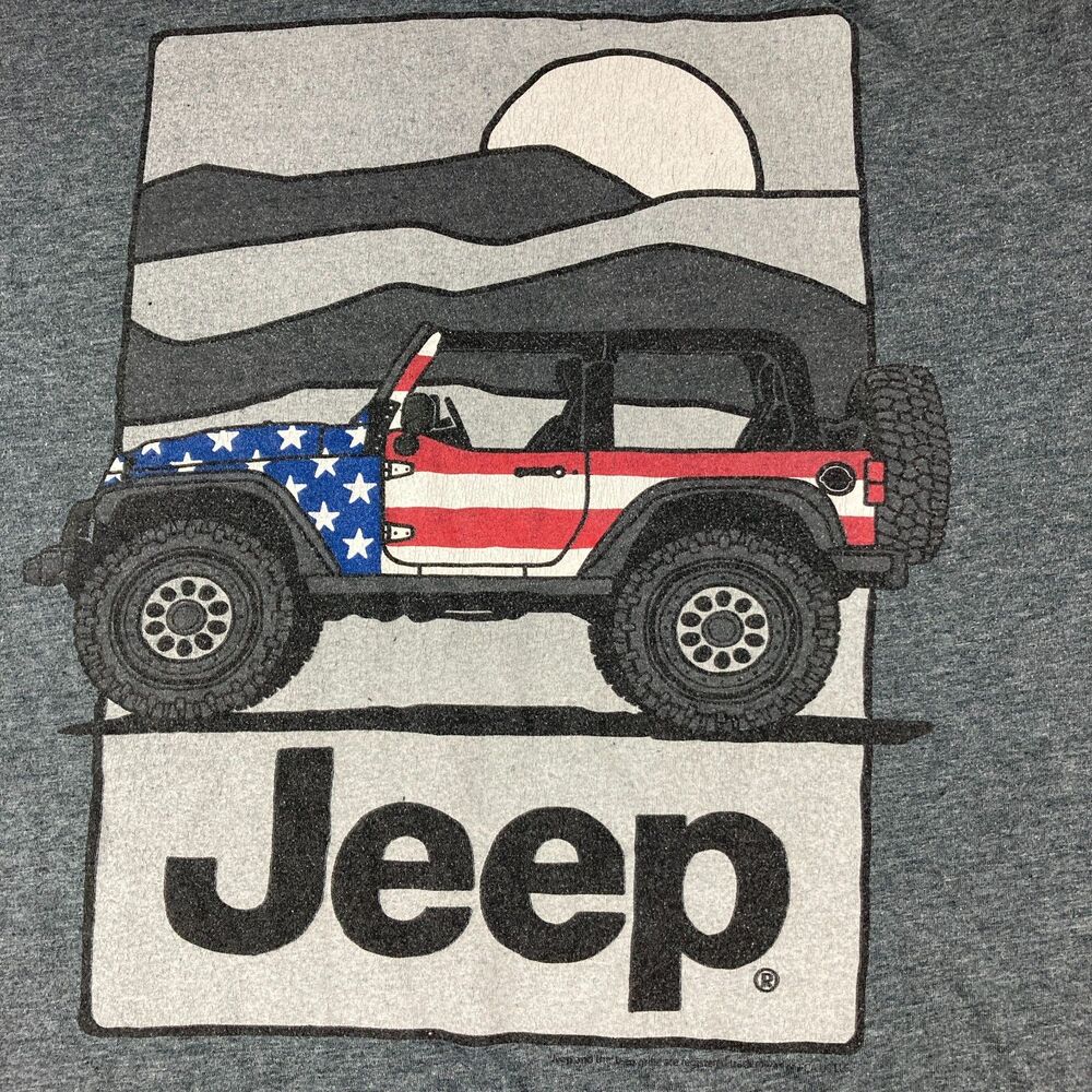Jeep Mens XL T Shirt American Flag Wrangler USA Graphic Gray JEDCo
